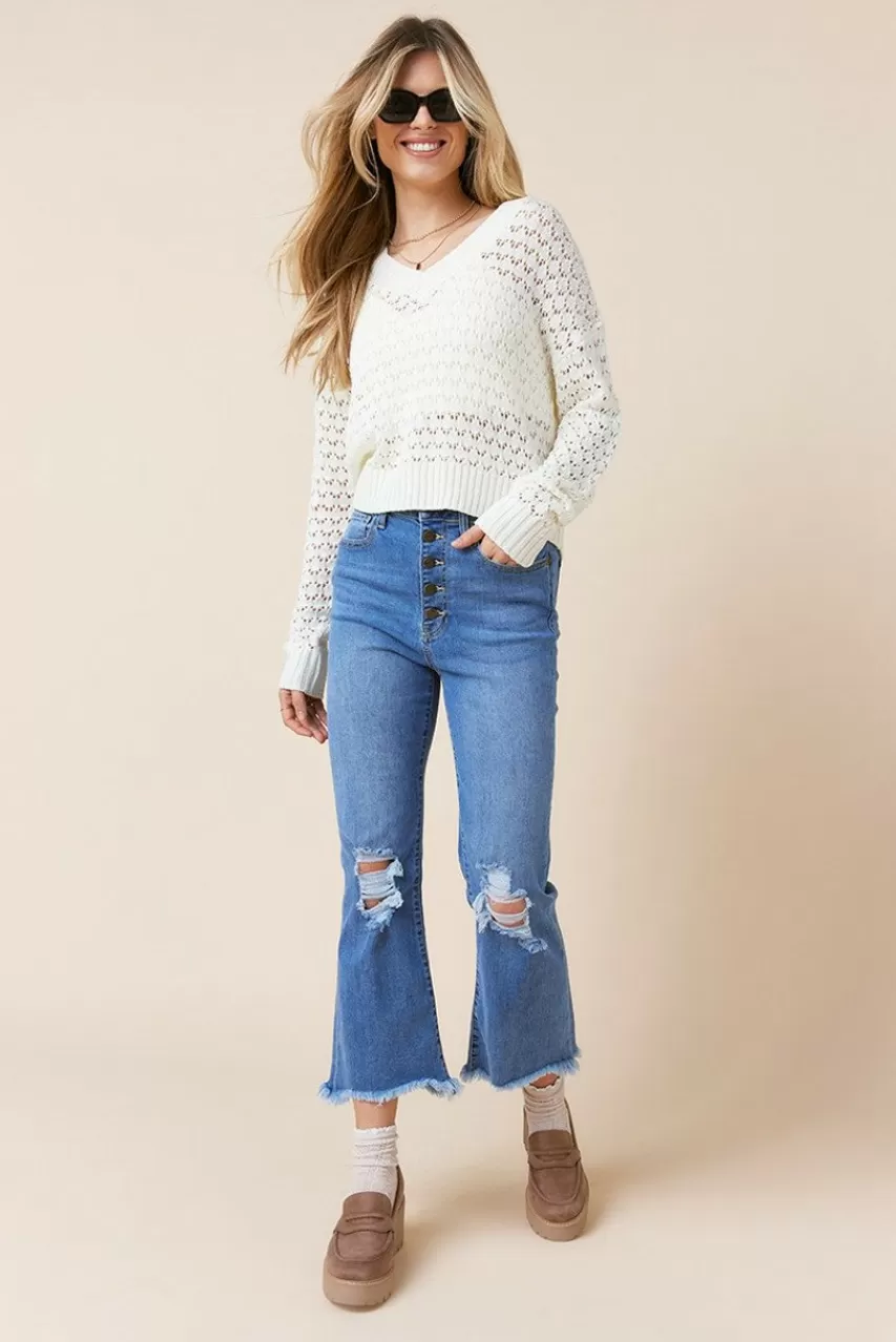 Francesca's Charlotte V Neck Pullover Sweater