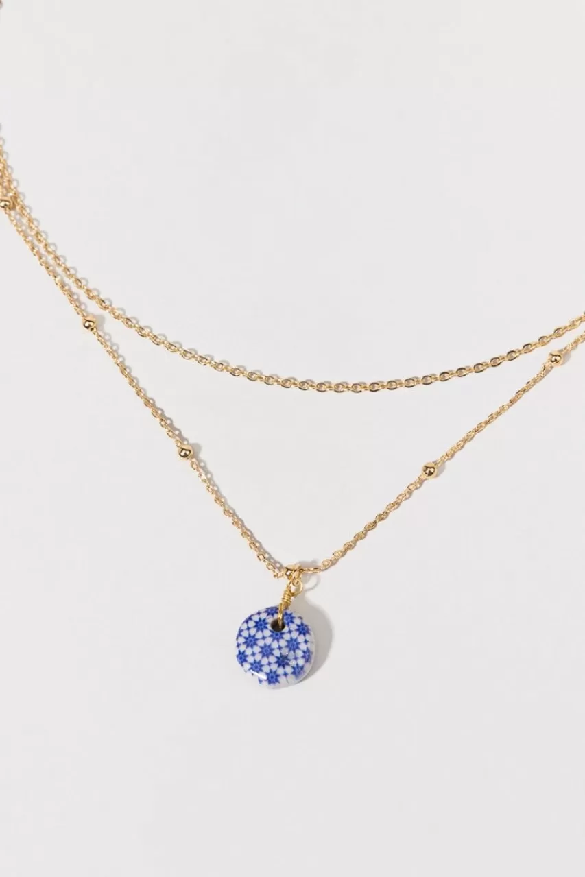 Francesca's Cheryl Ceramic Coin Pendant Necklace