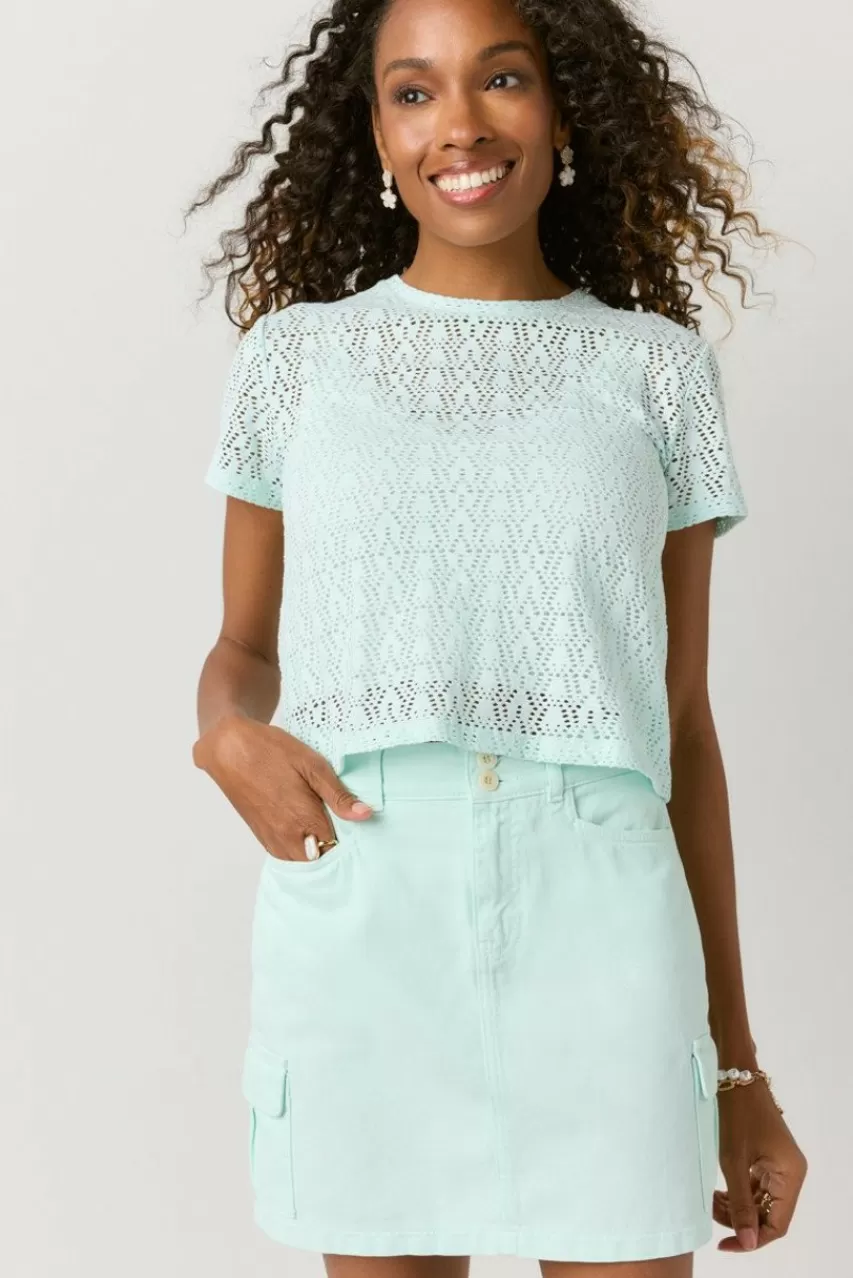 Francesca's Christa Crewneck Lace Tee Top