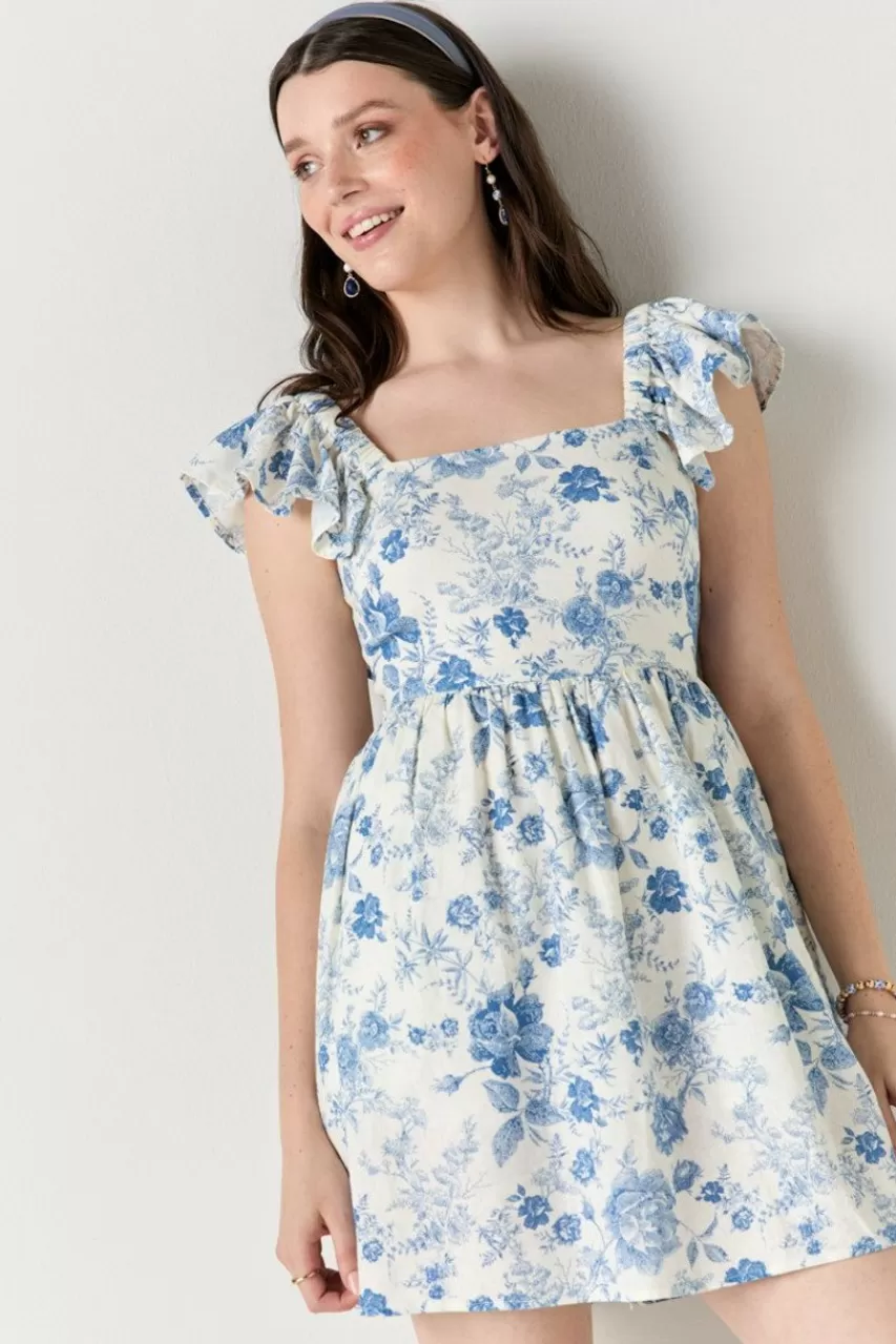 Francesca's Christiana Linen Bow Back Dress