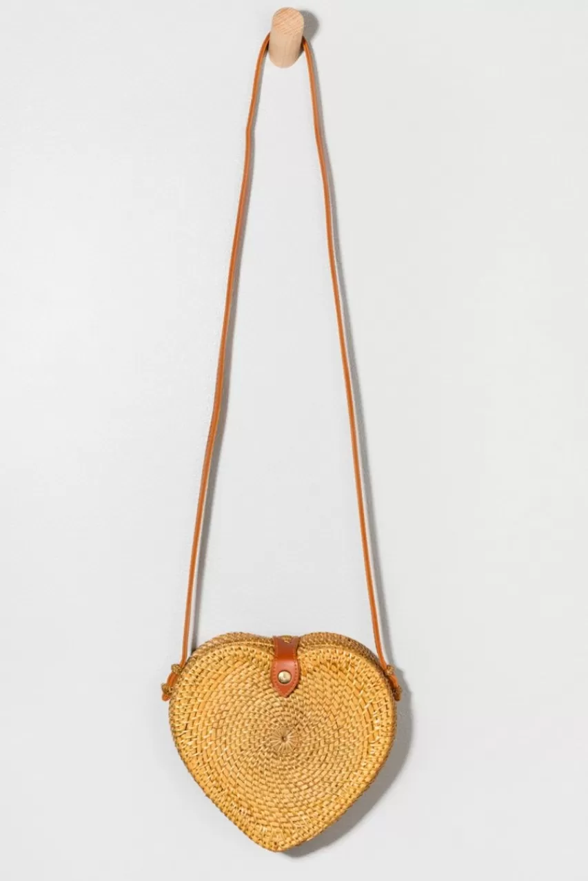 Francesca's Clara Heart Rattan Crossbody Handbag