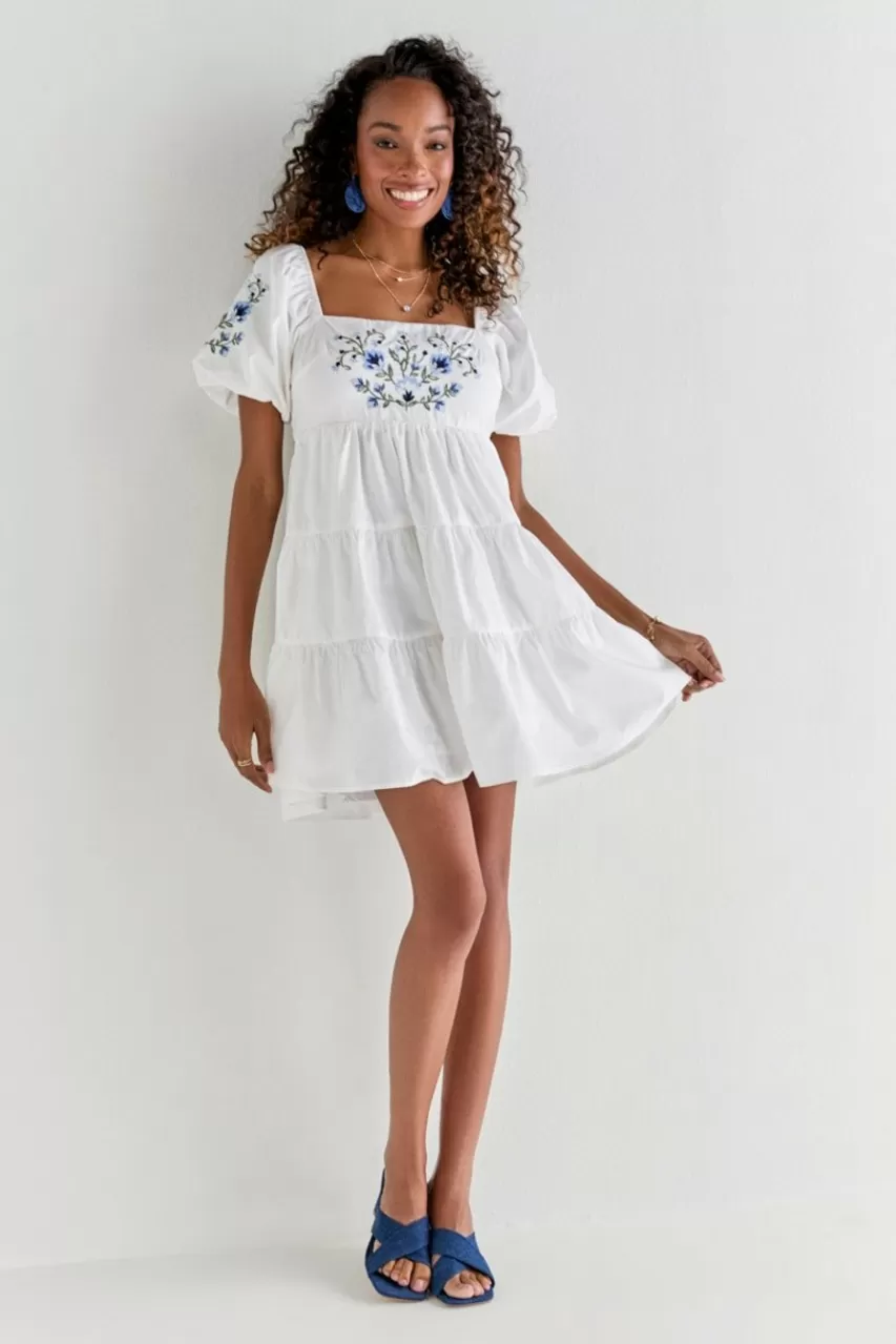 Francesca's Cordelia Embroidered Tie Back Dress