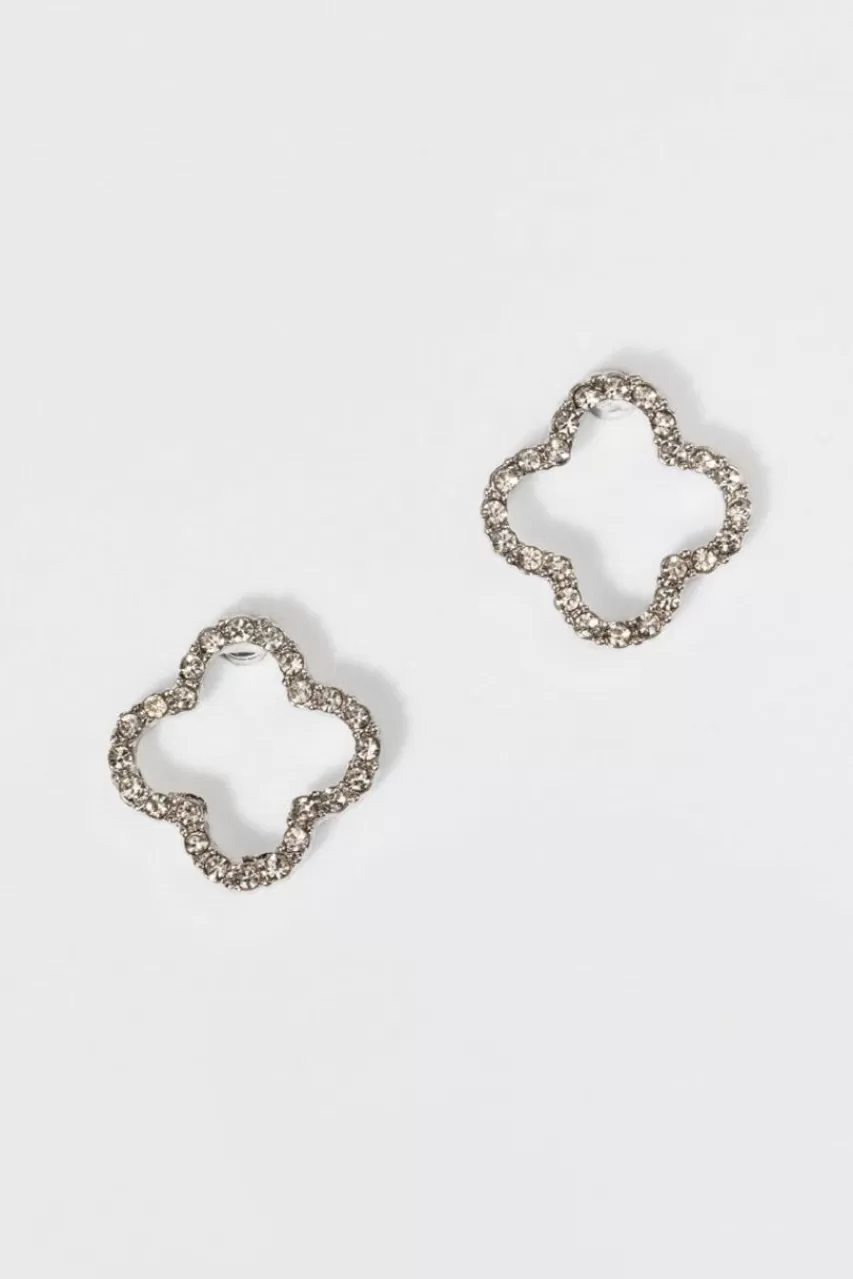 Francesca's Cristina Pale Clover Outline Stud Earrings