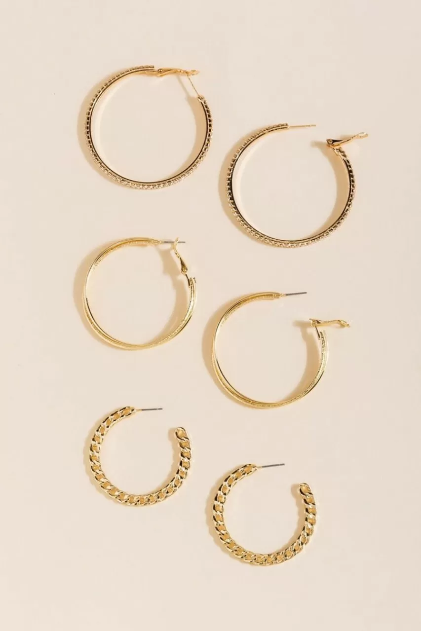 Francesca's Dani Chain Hoop Earring Set