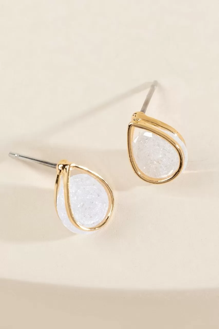 Francesca's Daphne Crackle Cz Teardrop Studs