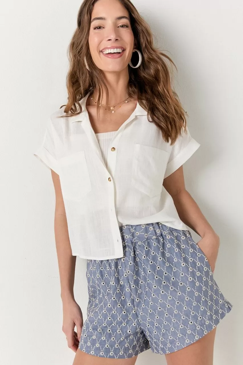 Francesca's Daphne Embroidered Linen Shorts