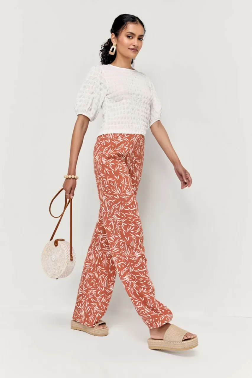 Francesca's Deanna Natural Print Fluid Pants