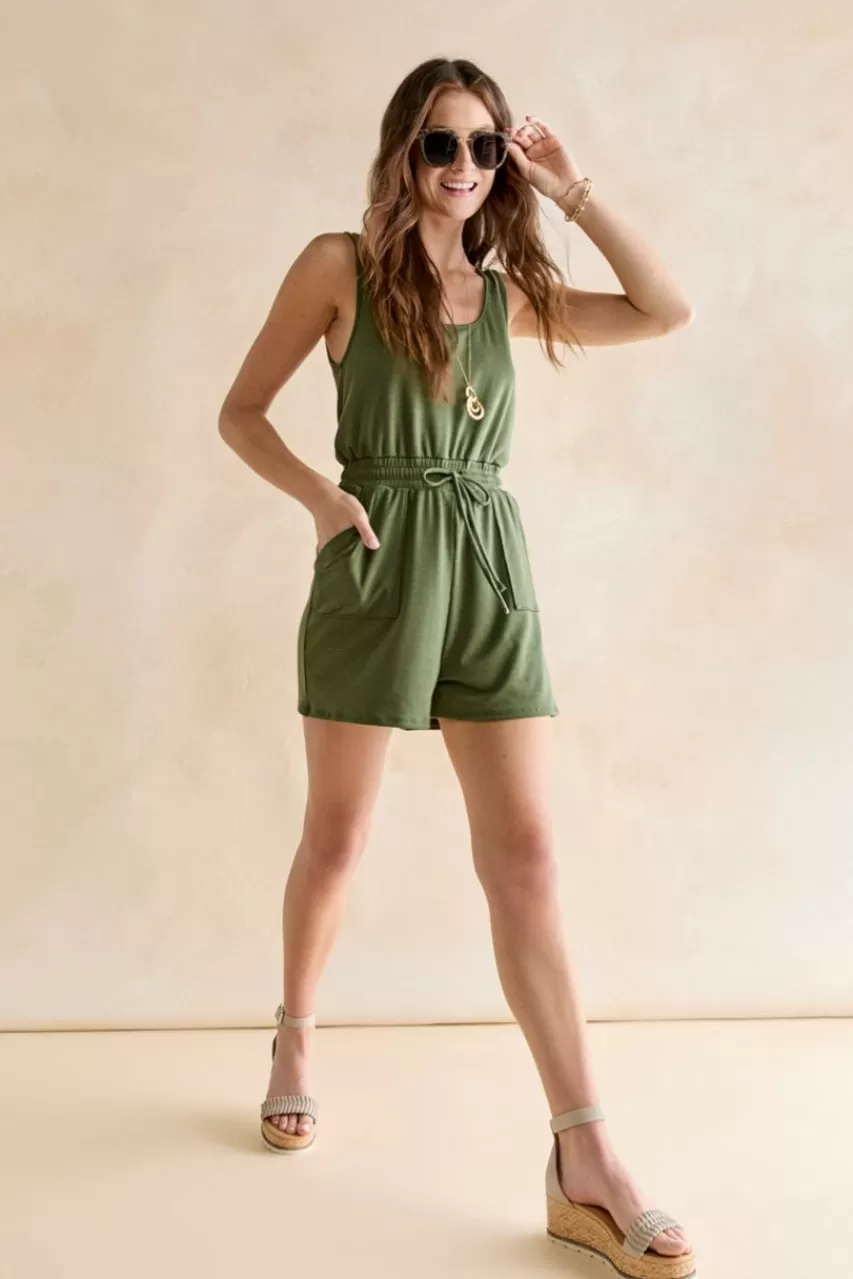 Francesca's Deborah Rib Knit Waisted Romper