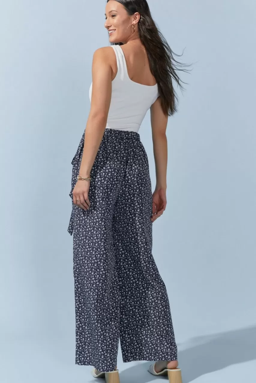 Francesca's Deena Floral Tie Waist Pants