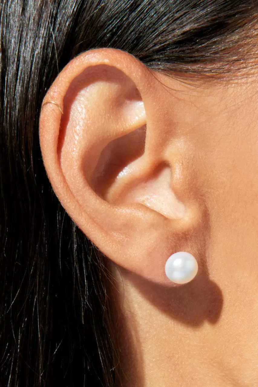 Francesca's Demi-Fine Plated Freshwater Pearl Stud Earrings