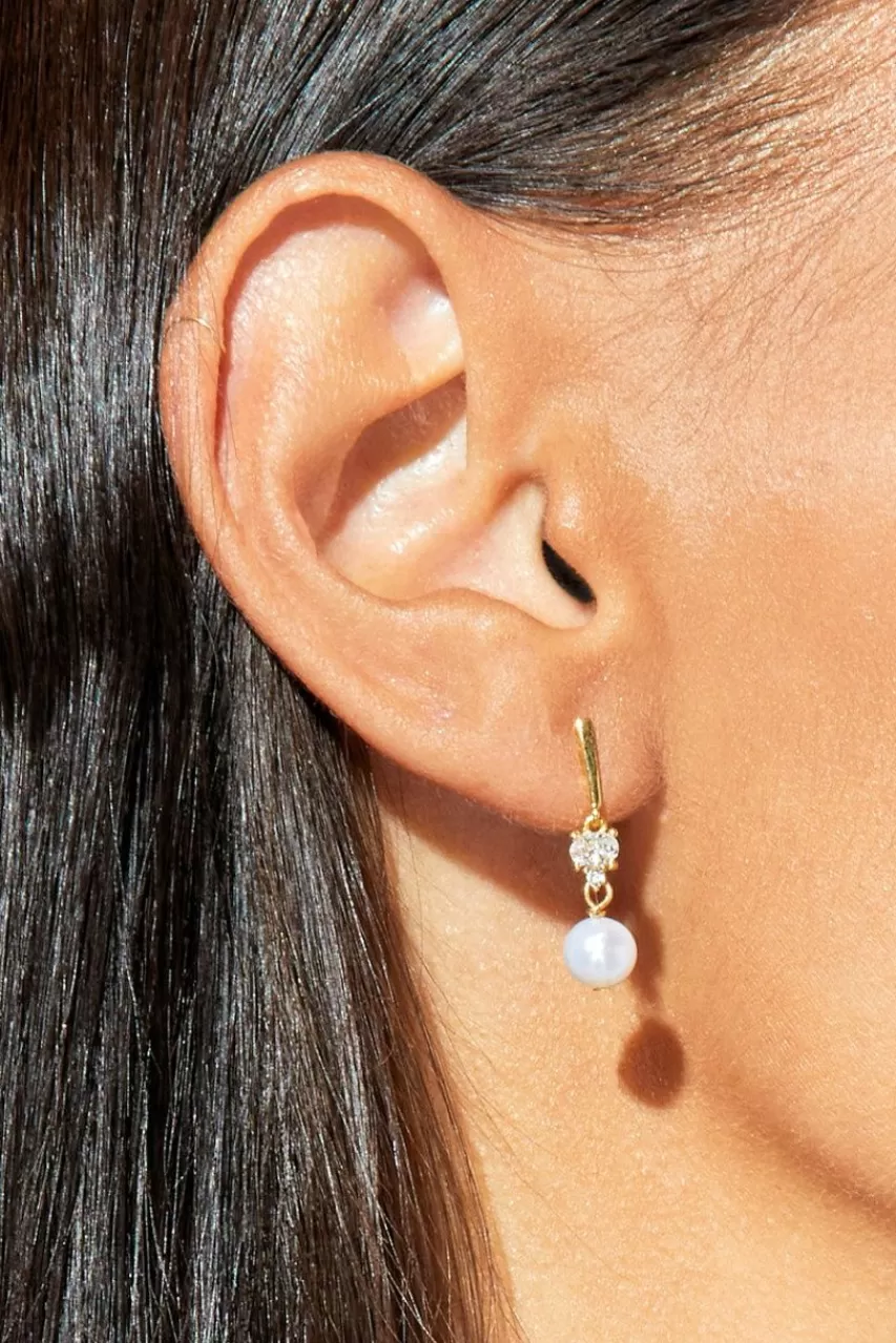 Francesca's Demi-Fine Plated Pearl Cz Drop Earrings