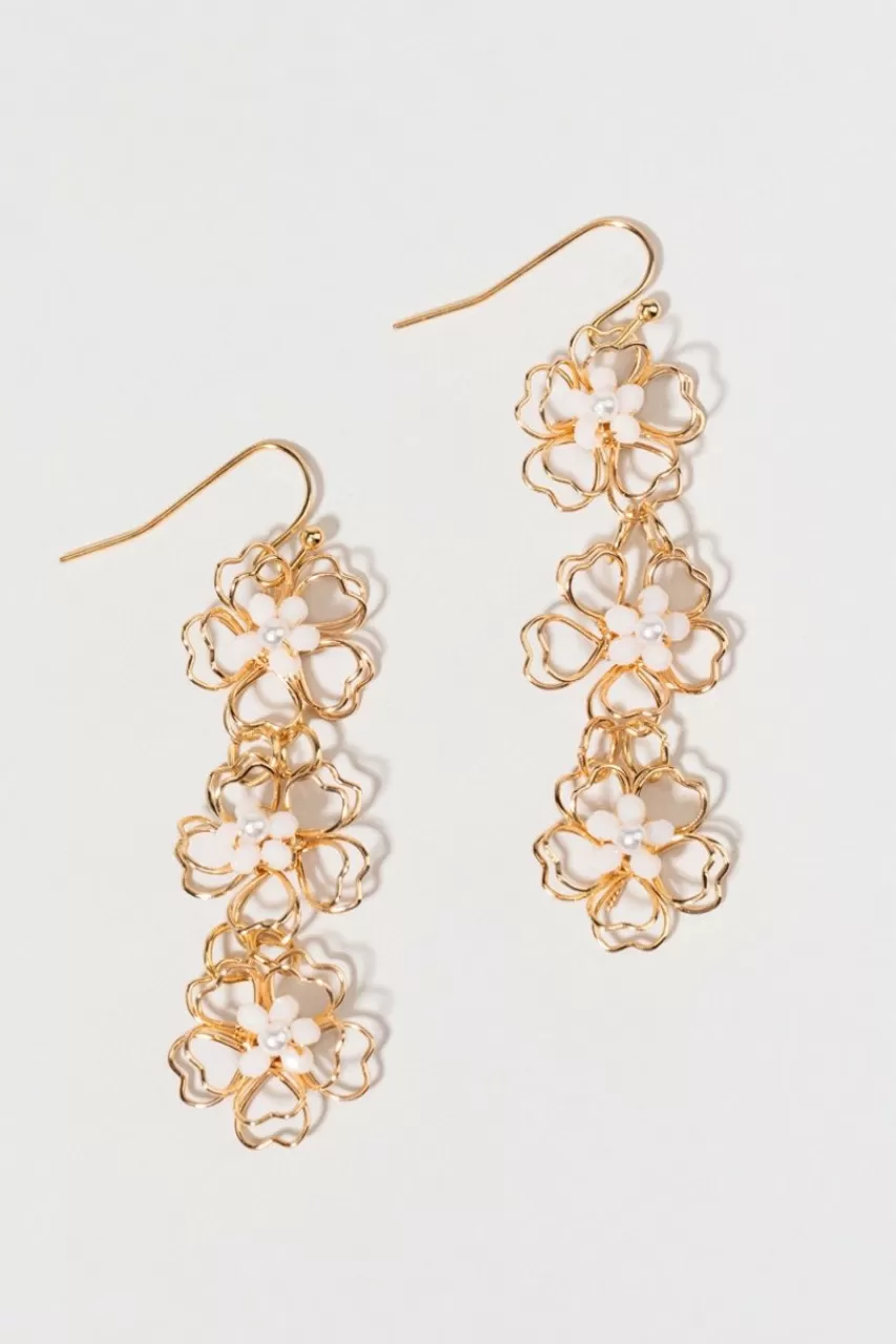 Francesca's Denise Wired Flowers With Beads Drop Earrings