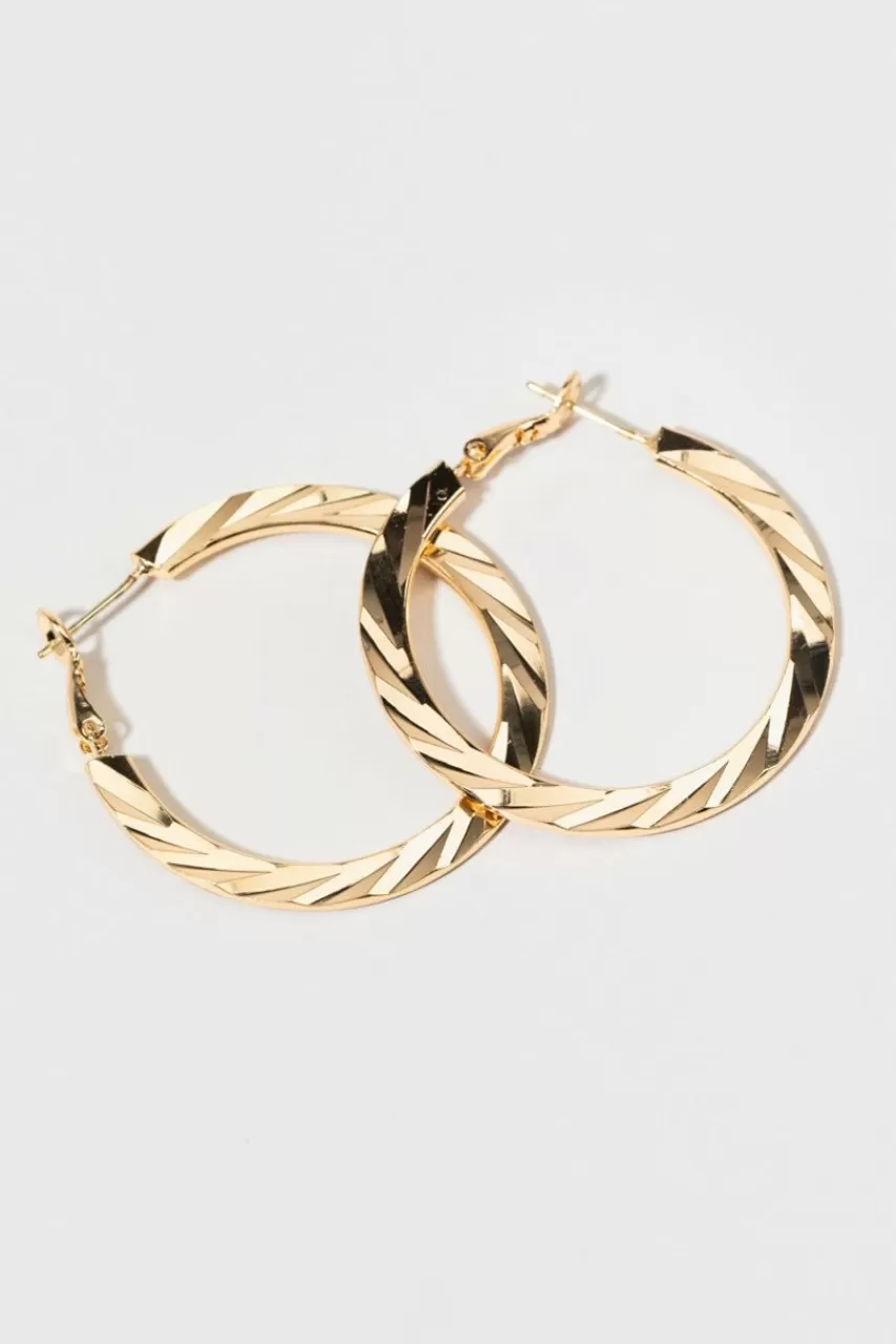 Francesca's Dione Wide Knife Cut Hoops