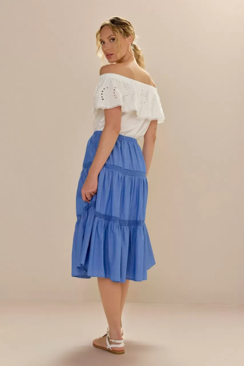 Francesca's Dora Crochet Detail Midi Skirt