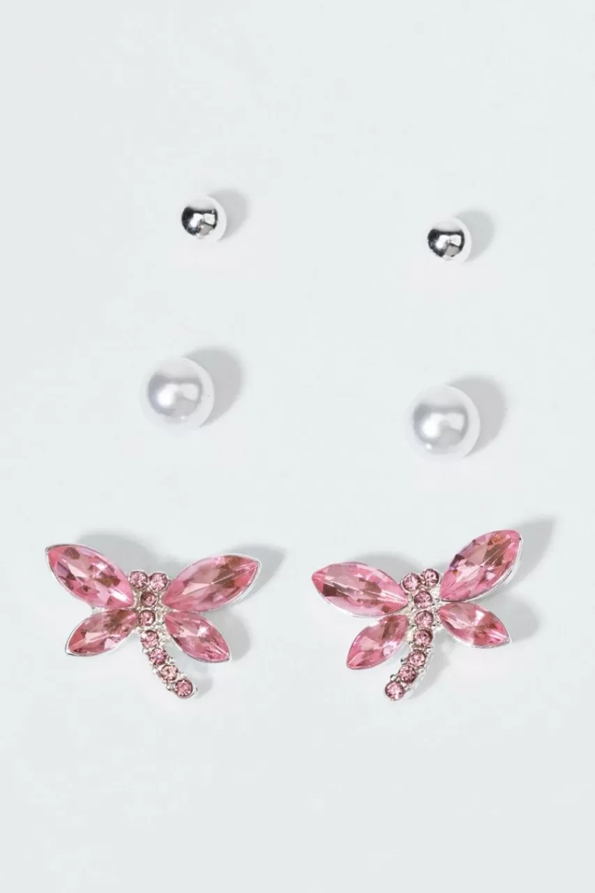 Francesca's Dragonfly And Pearl Earrings Set