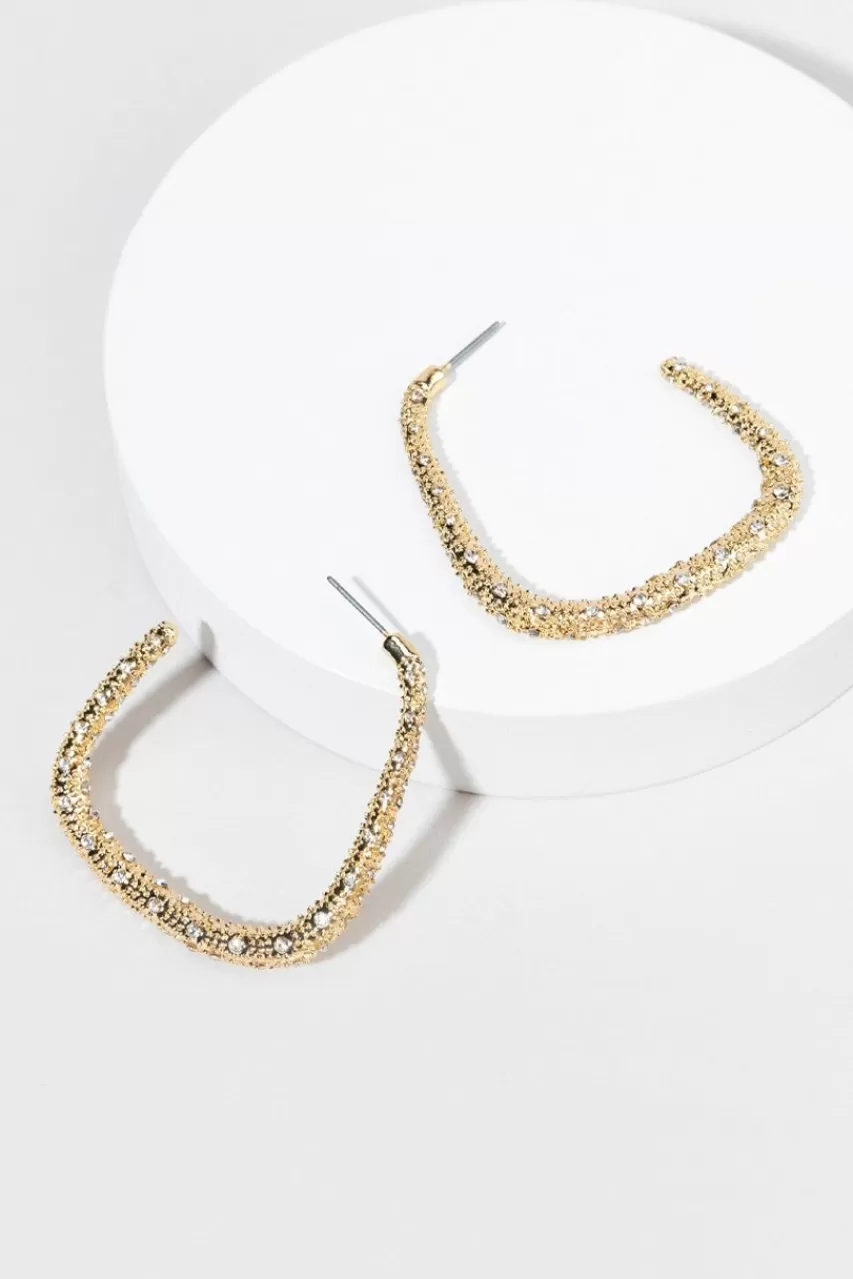 Francesca's Edith Pave Encrusted Large Square Hoops