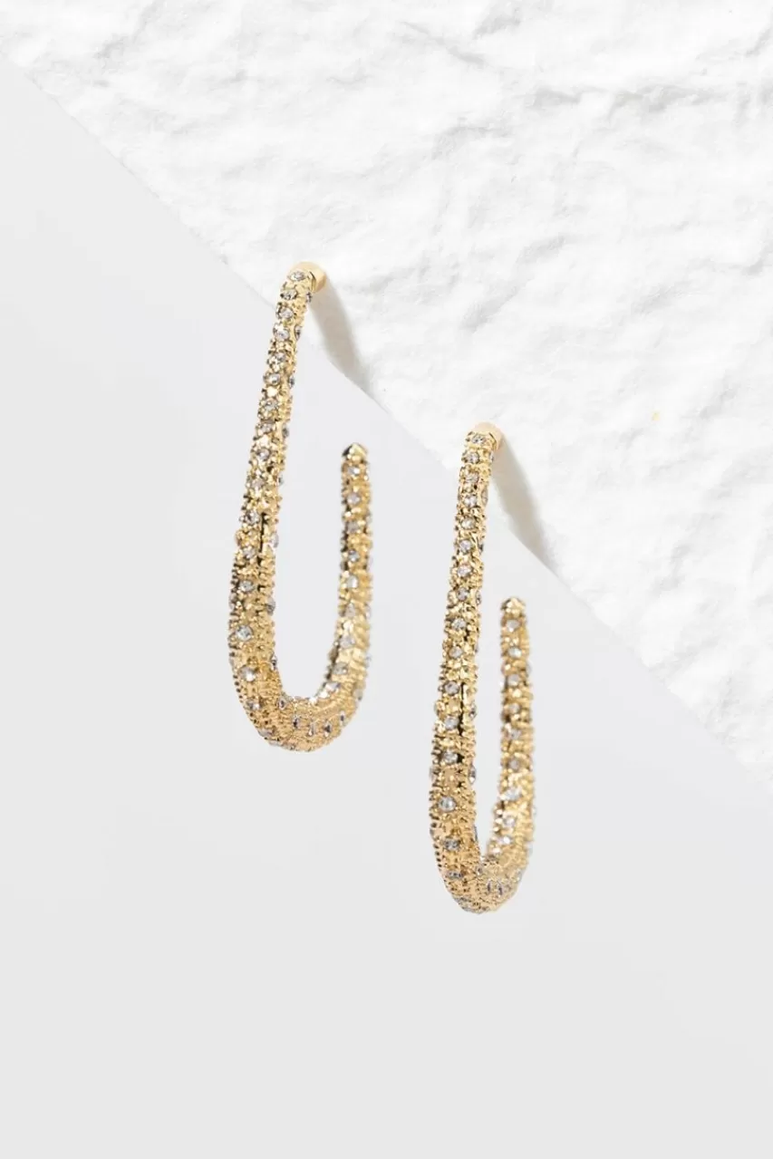 Francesca's Edith Pave Encrusted Large Square Hoops