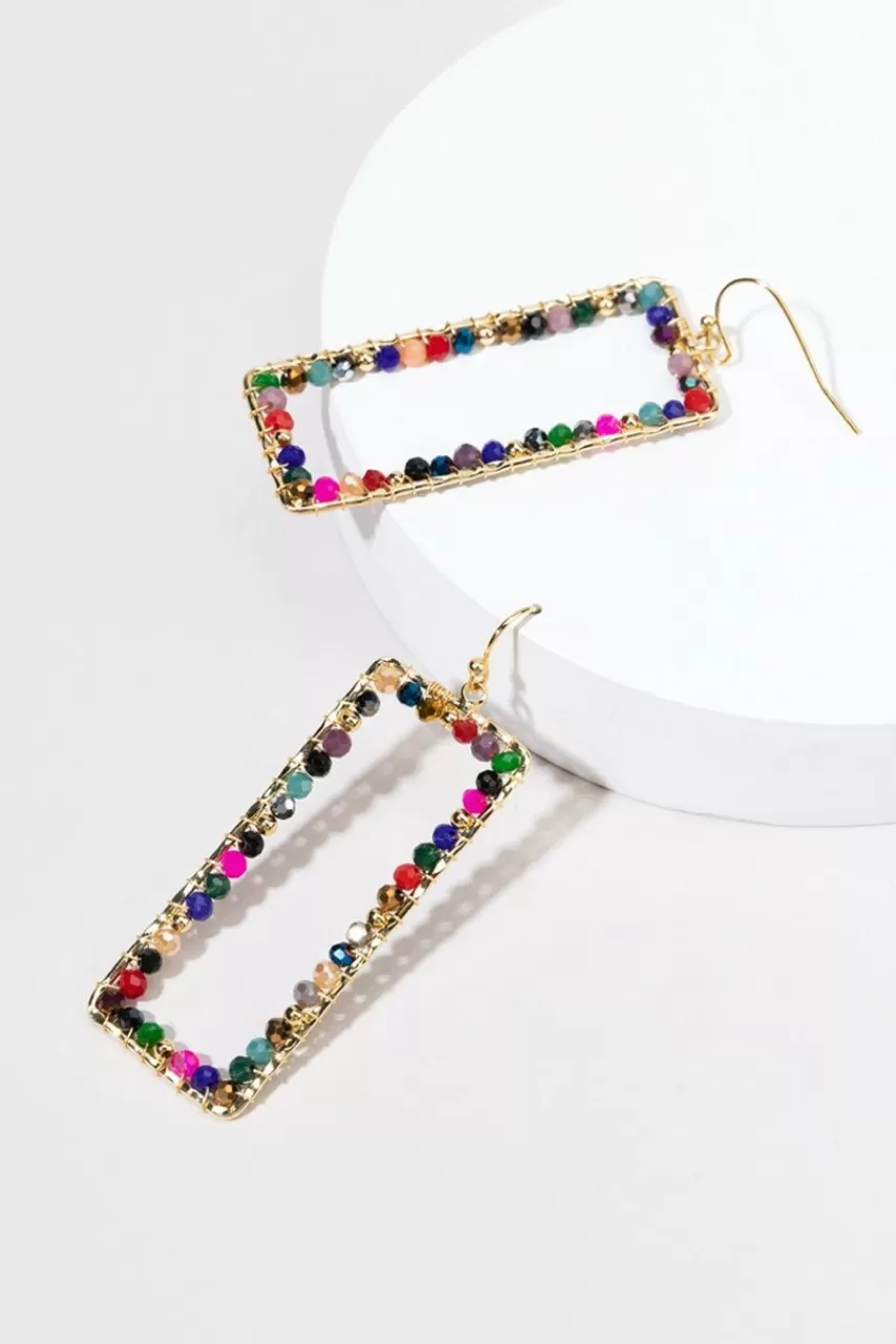 Francesca's Elianna Beaded Outline Rectangle Earrings