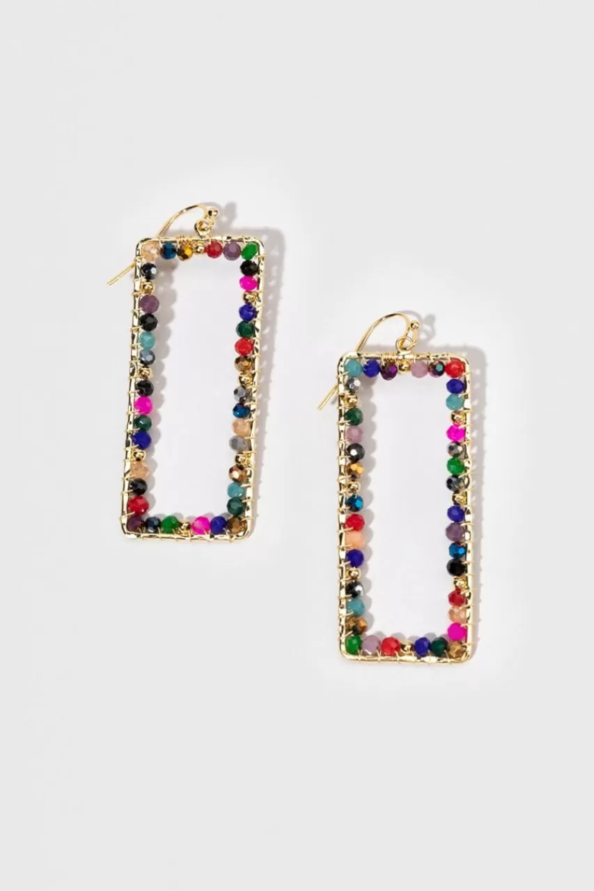 Francesca's Elianna Beaded Outline Rectangle Earrings