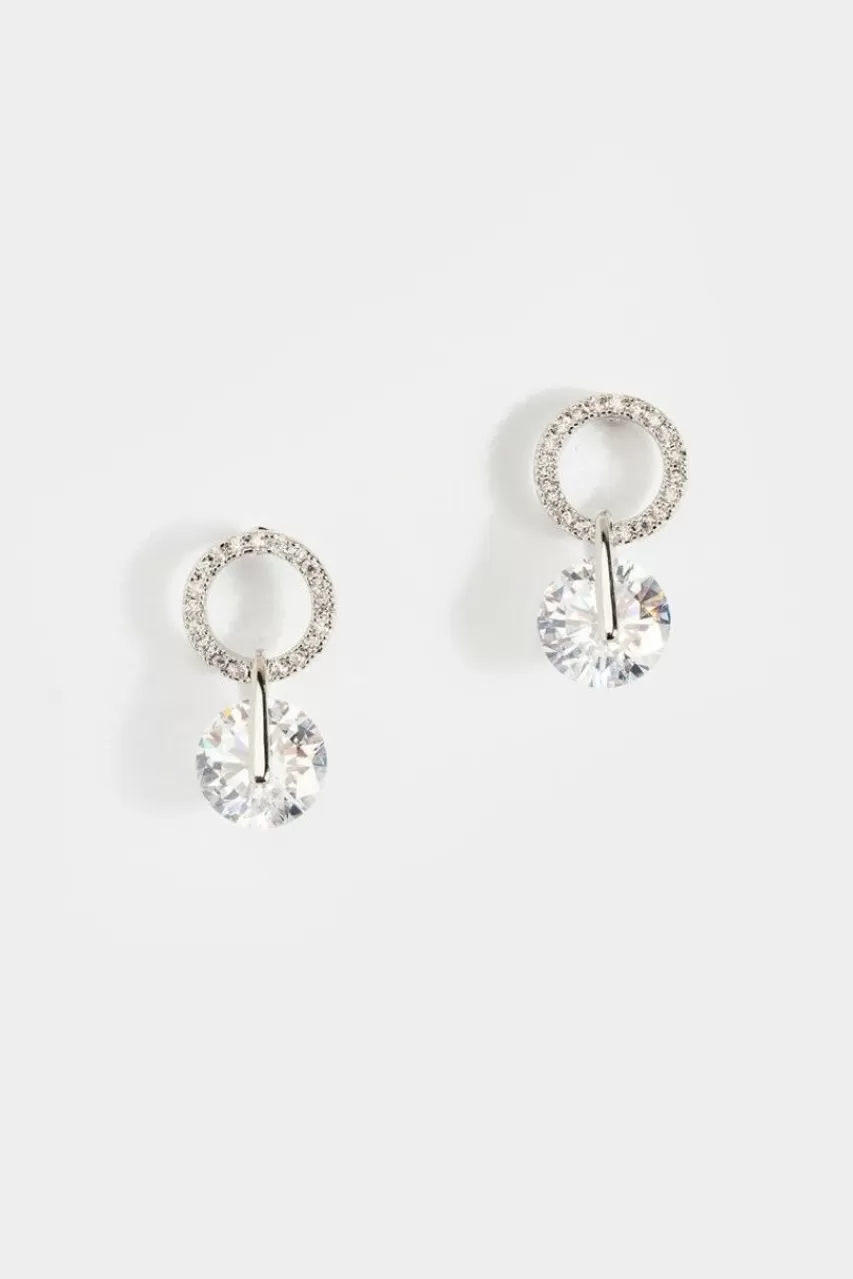 Francesca's Elisa Pave Circle Drop Earrings