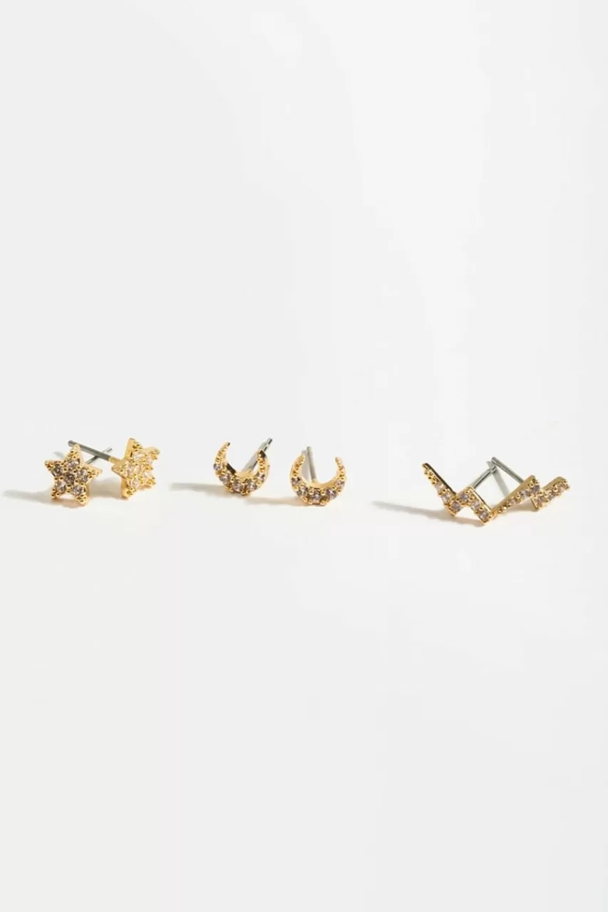 Francesca's Elitsa Pave Moon Star Lighting Stud Set