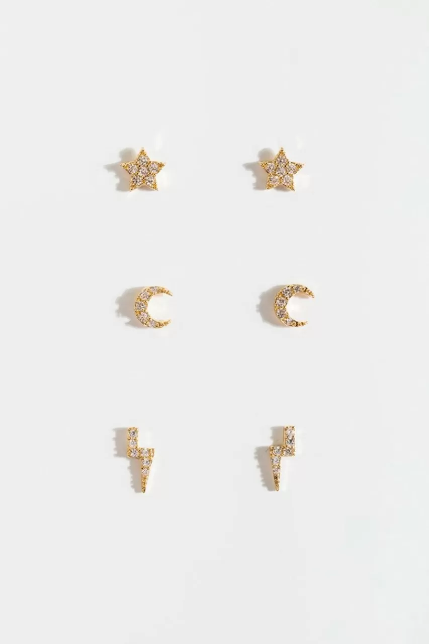 Francesca's Elitsa Pave Moon Star Lighting Stud Set