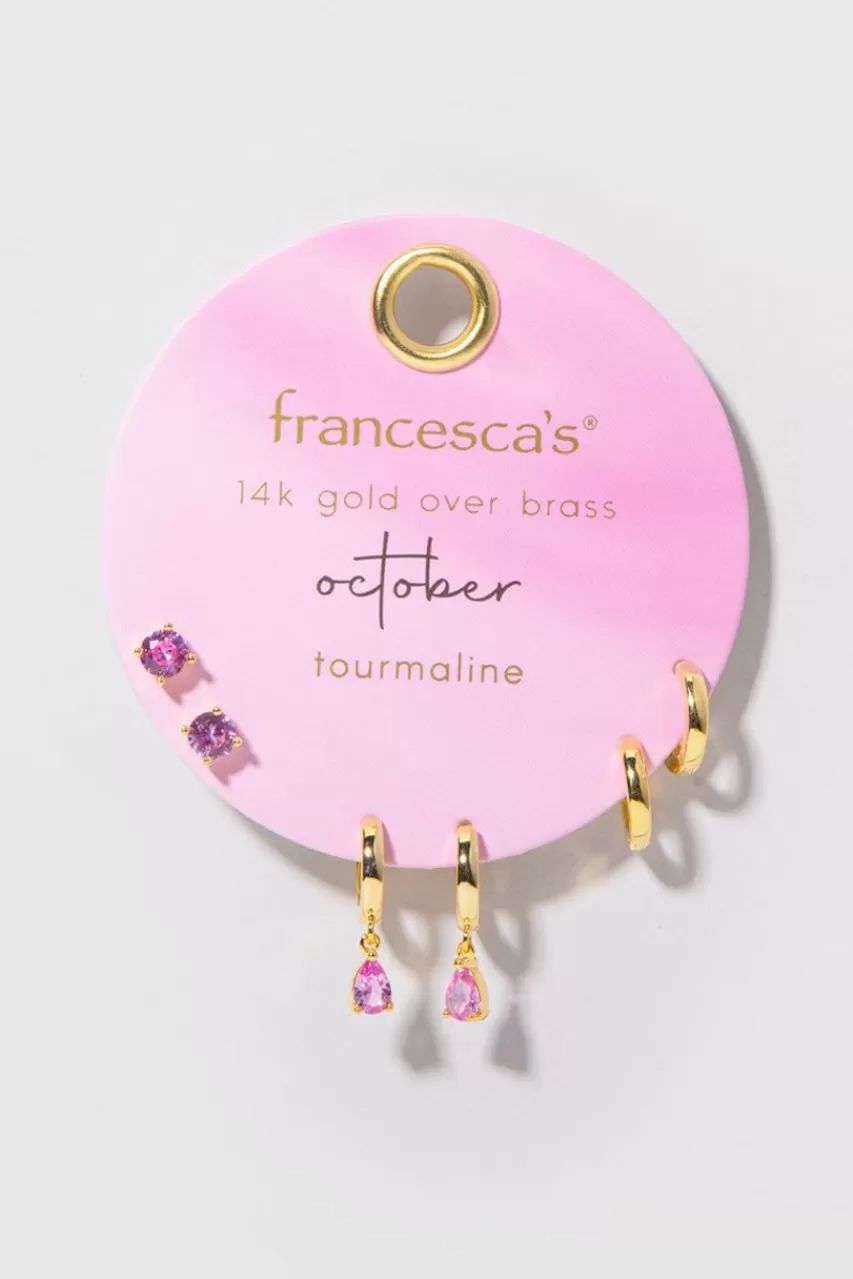 Francesca's Elizabeth 14K Gold Plated Birthstone Earring Set