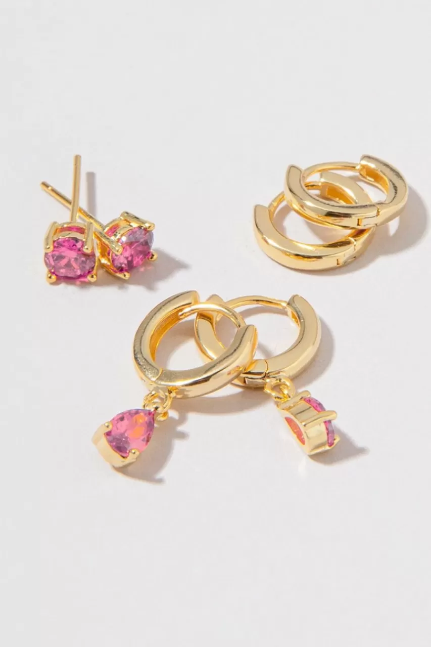 Francesca's Elizabeth 14K Gold Plated Birthstone Earring Set