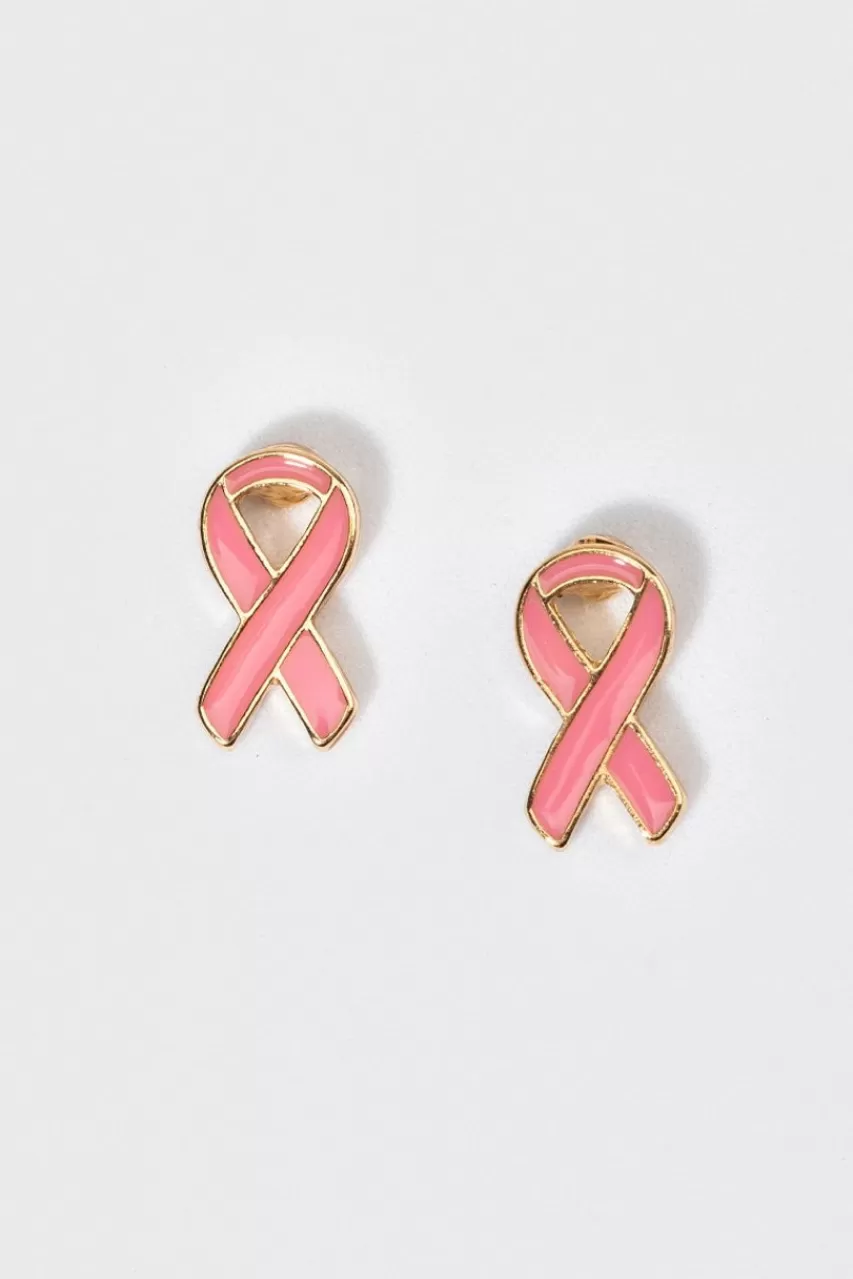 Francesca's Ella Breast Cancer Awareness Ribbon Stud Earrings