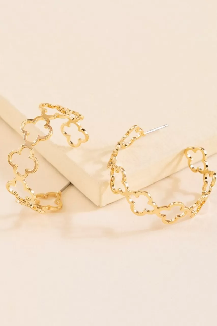 Francesca's Ella Clover Outline Hoop Earrings