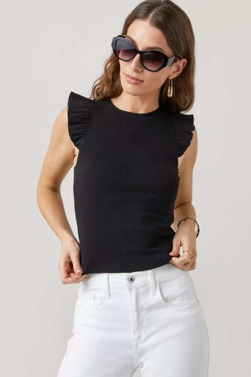 Francesca's Ella Flutter Sleeve Rib-Knit Top