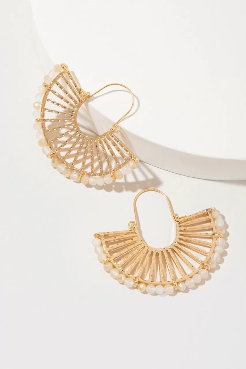 Francesca's Ella Glass Bead Metal Fan Hoop Earrings