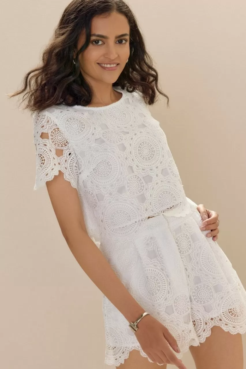 Francesca's Emilee Crochet Boxy Tee