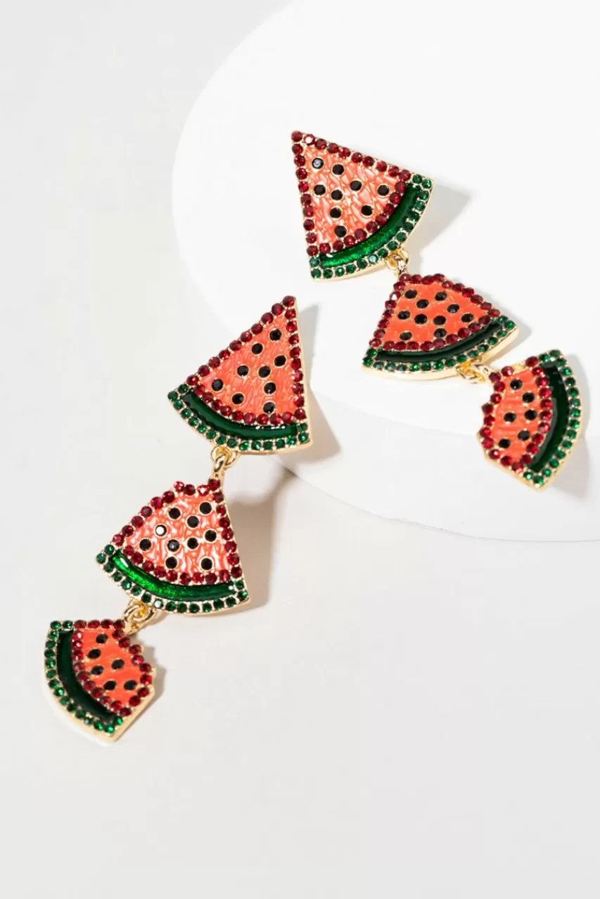 Francesca's Emily Glass Watermelon Earrings