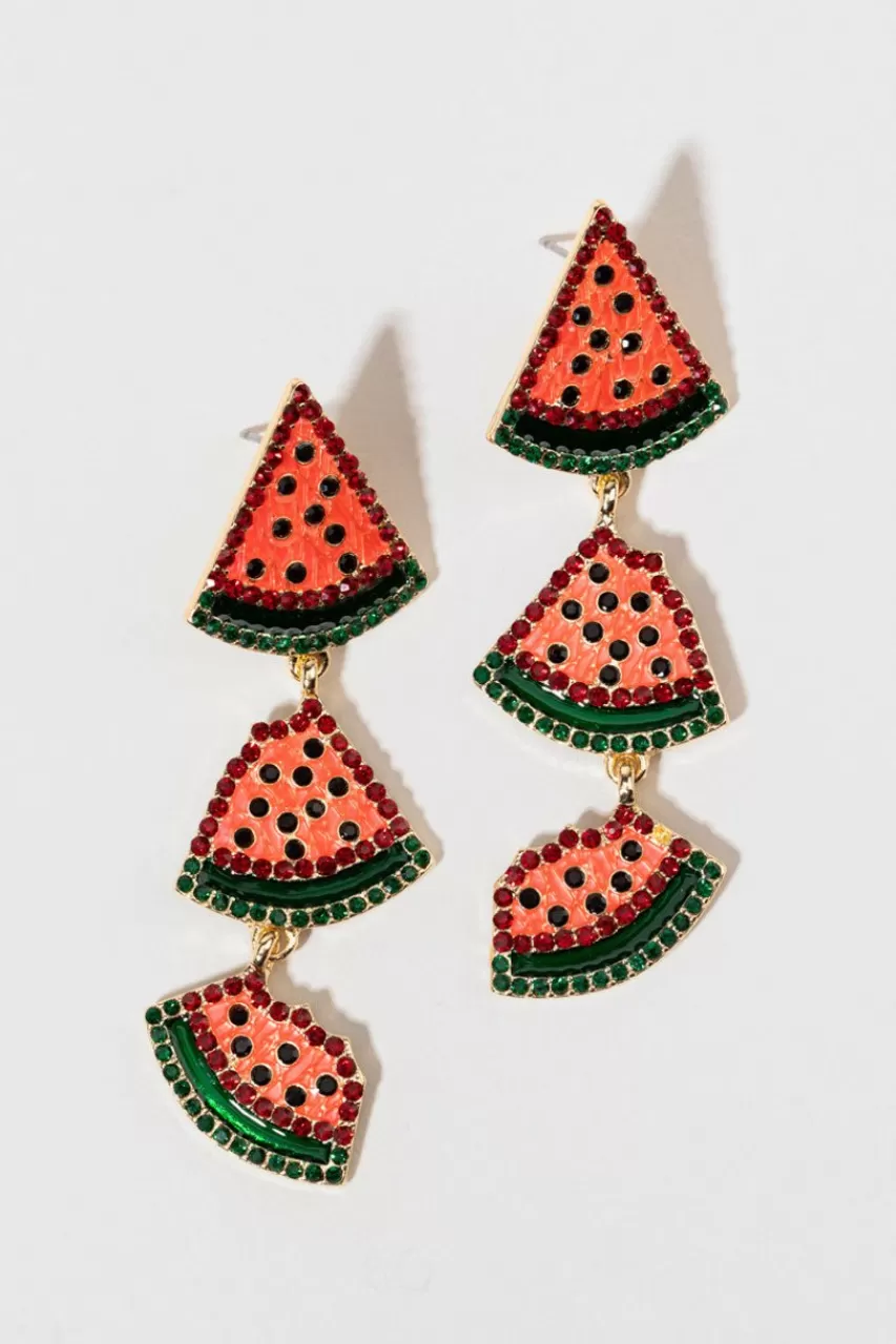 Francesca's Emily Glass Watermelon Earrings