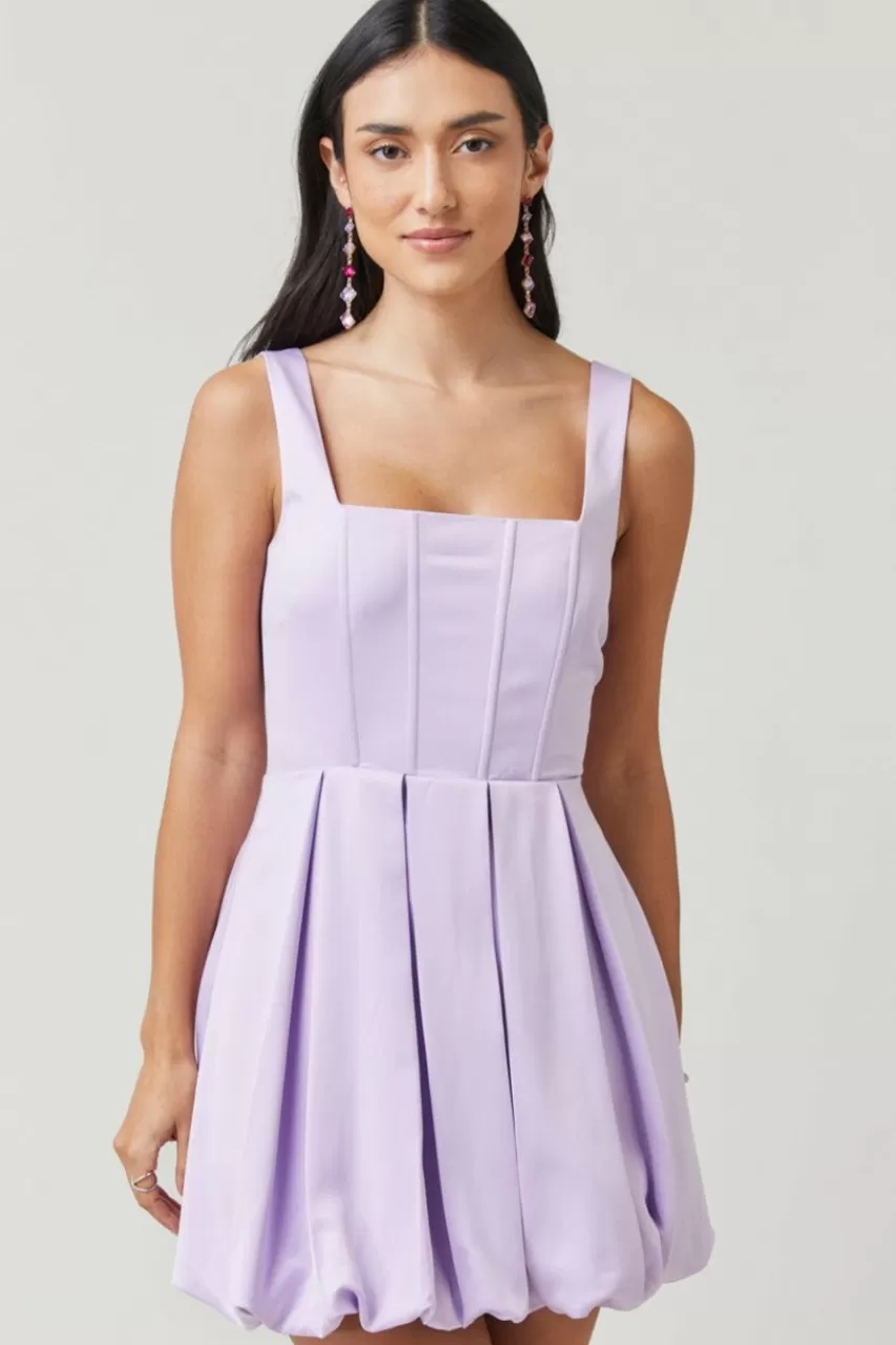 Francesca's Emily Square Neck Bubble Hem Mini Dress