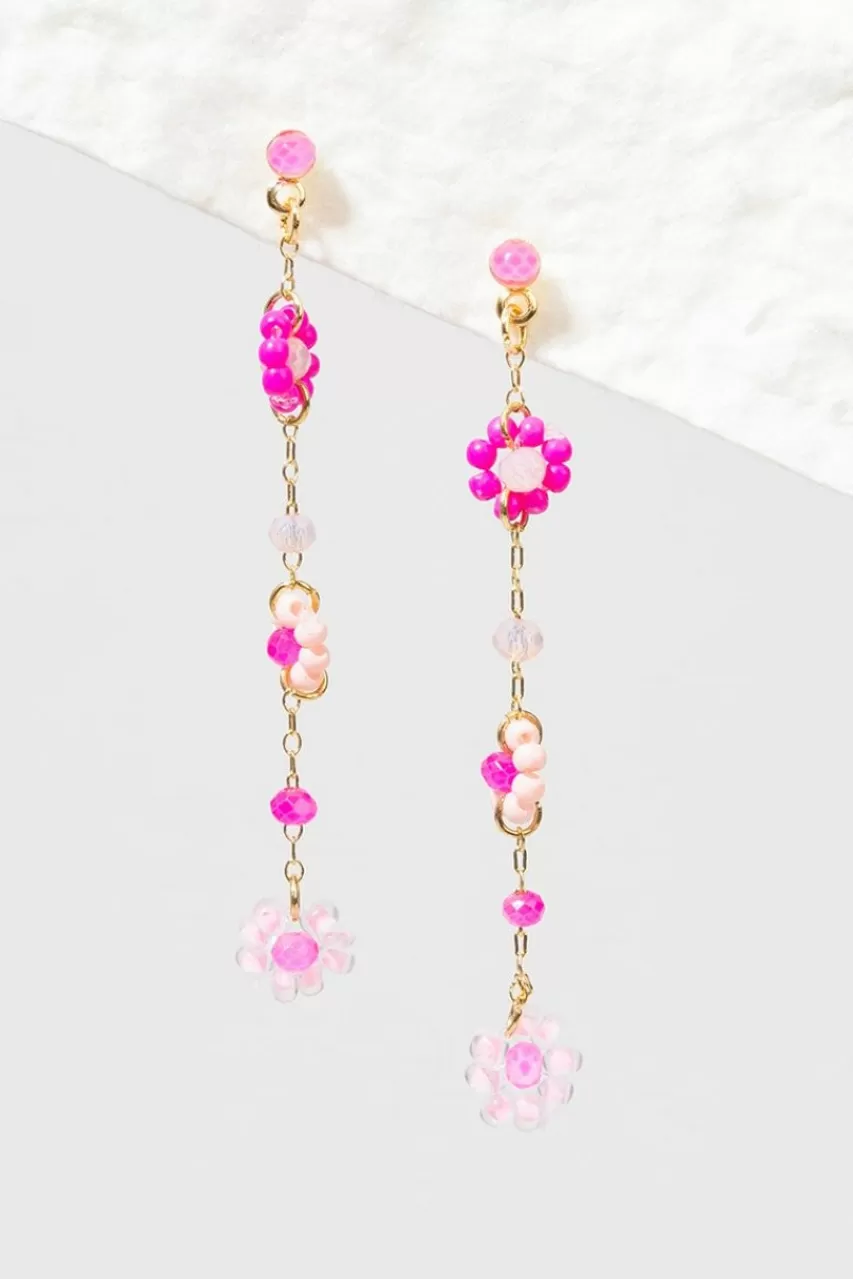 Francesca's Emma Delicate Flower Beaded Drop Earrings