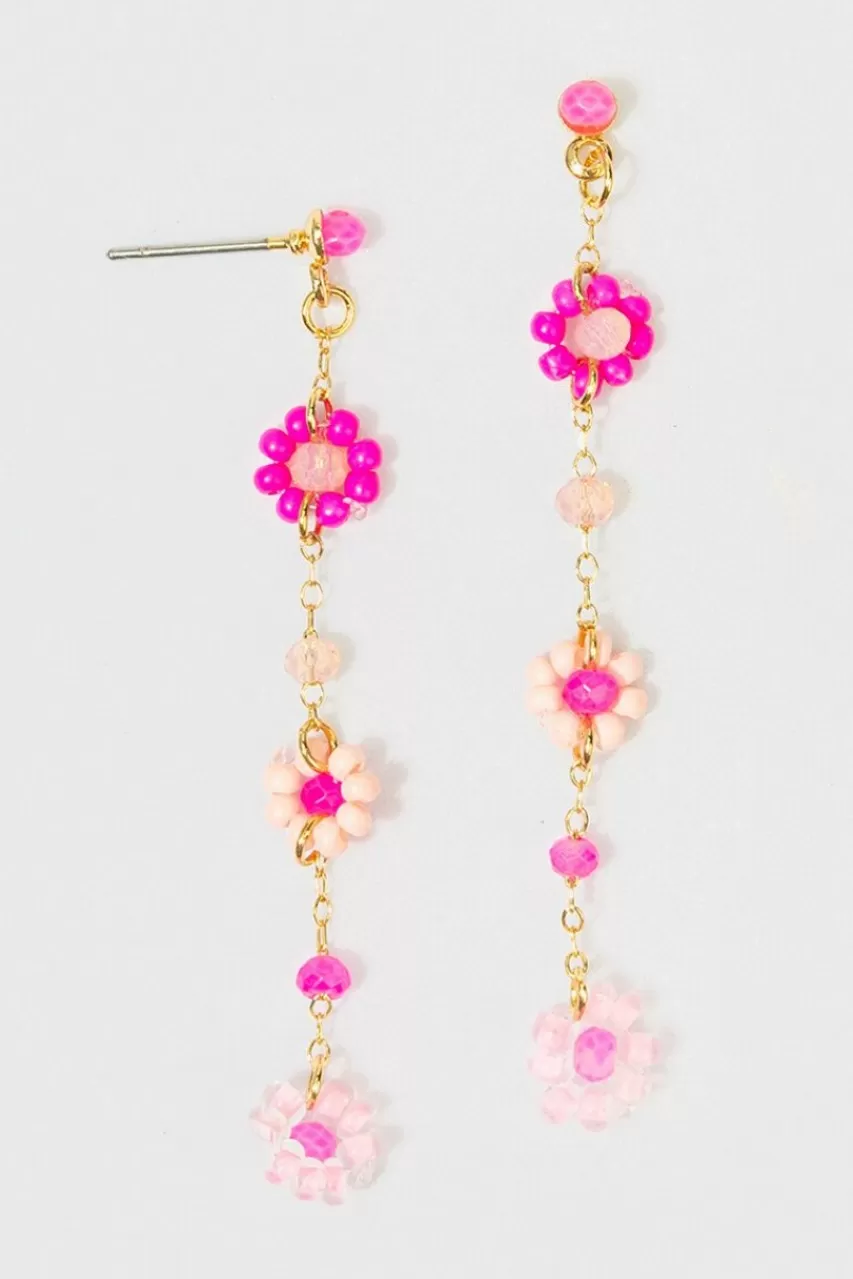 Francesca's Emma Delicate Flower Beaded Drop Earrings