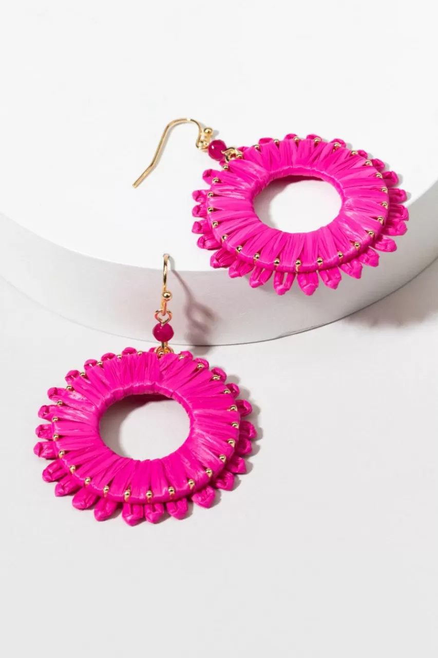 Francesca's Emma Raffia Circle Drop Earrings