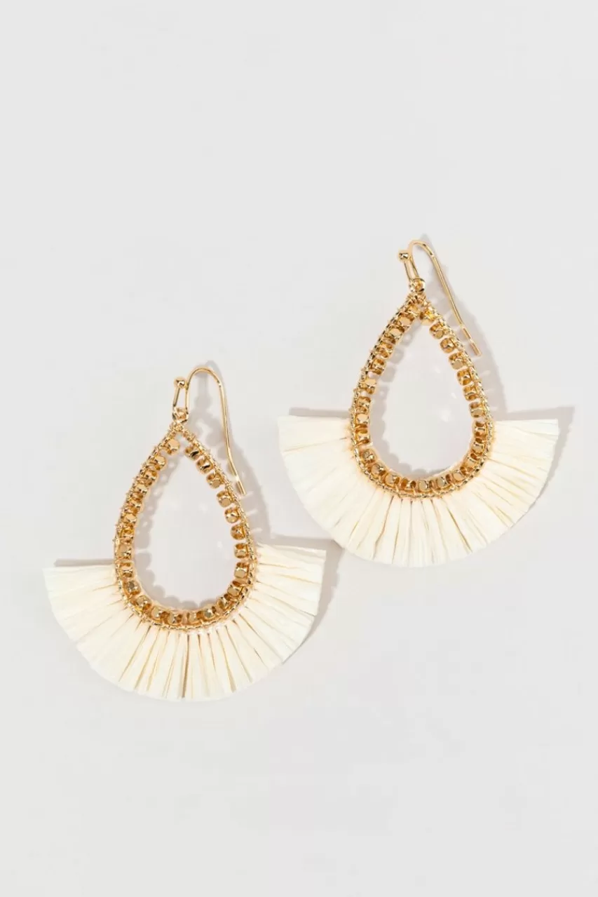 Francesca's Erica Bead Raffia Fan Drop Earrings