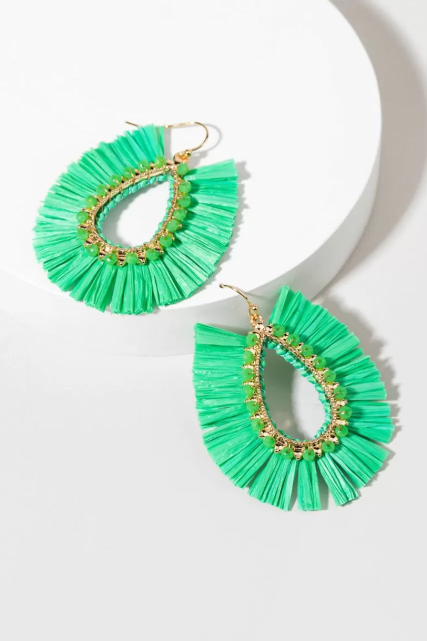 Francesca's Esmeralda Raffia Fan Drop Earrings