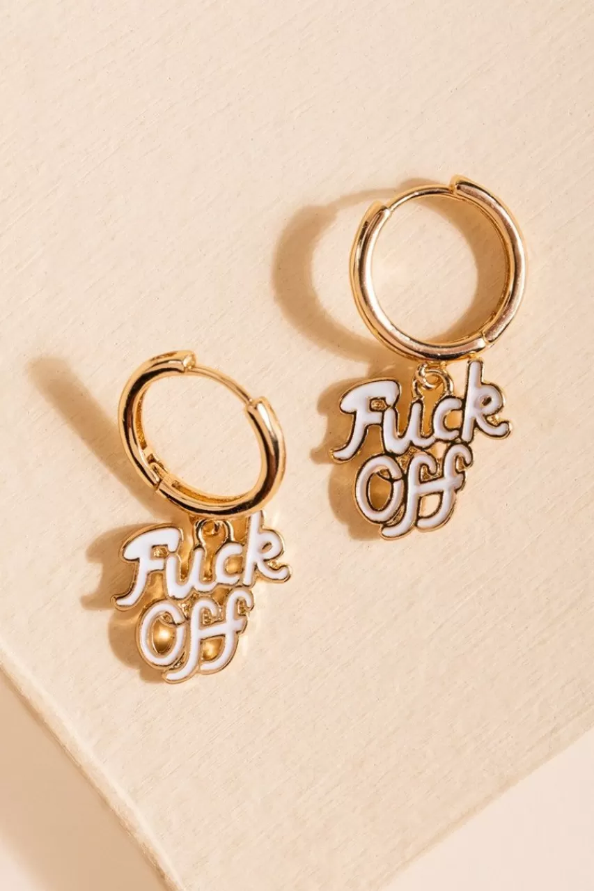 Francesca's F*Ck Off Huggie Hoop Earrings