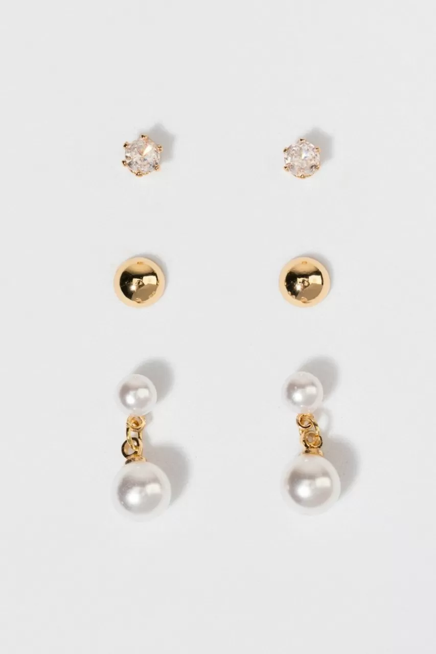 Francesca's Felecia Pearl Drop And Stud Earring Set