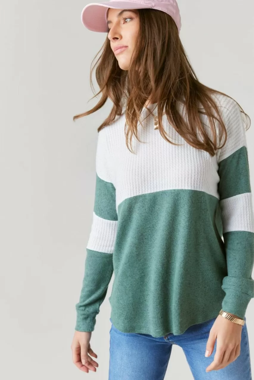 Francesca's Finley Waffle Knit Long Sleeve Top