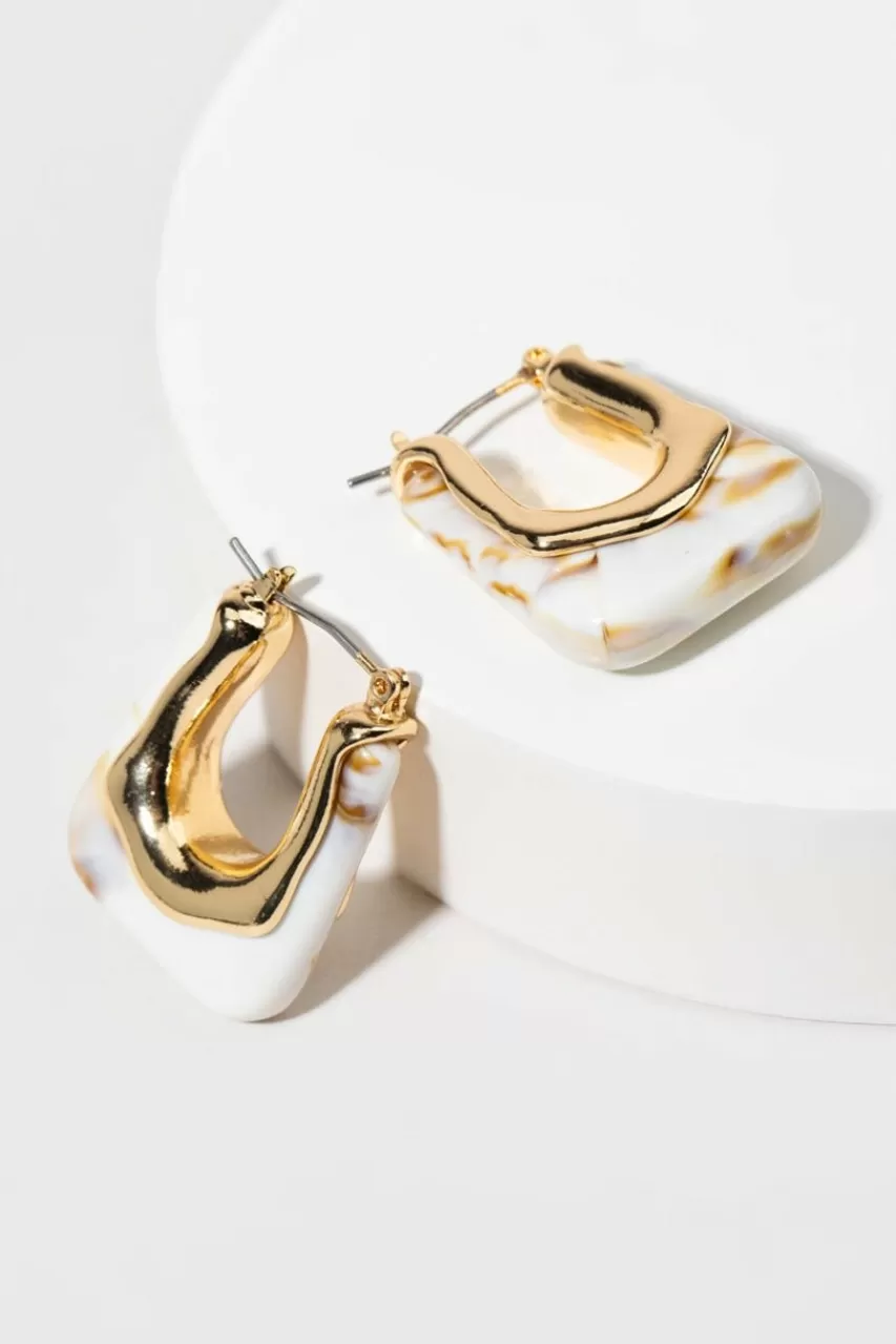 Francesca's Flo Marbled Square Hoop Earrings