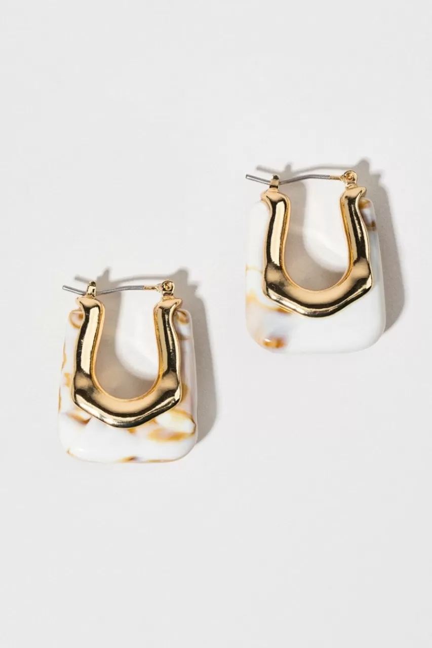 Francesca's Flo Marbled Square Hoop Earrings