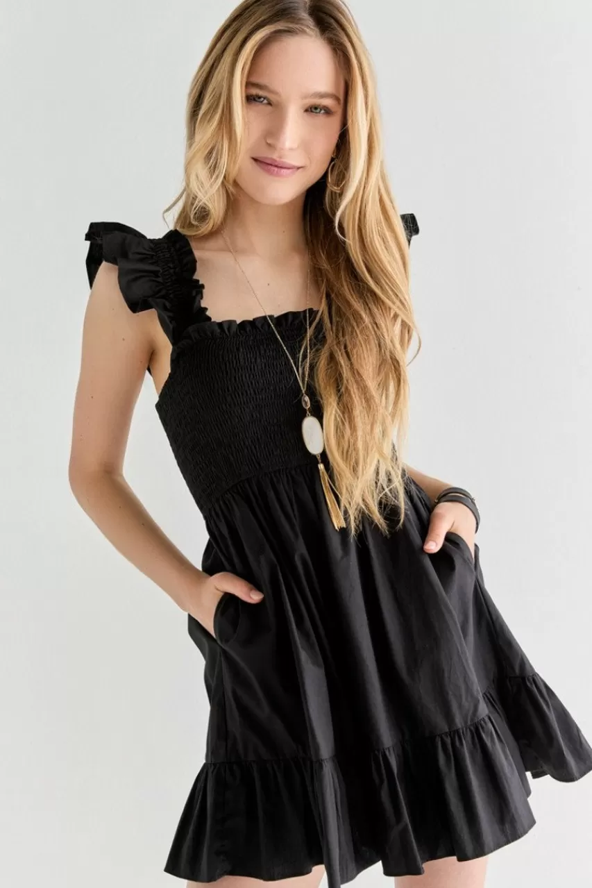 Francesca's Flora Ruffle Strap Smock Top Mini Dress