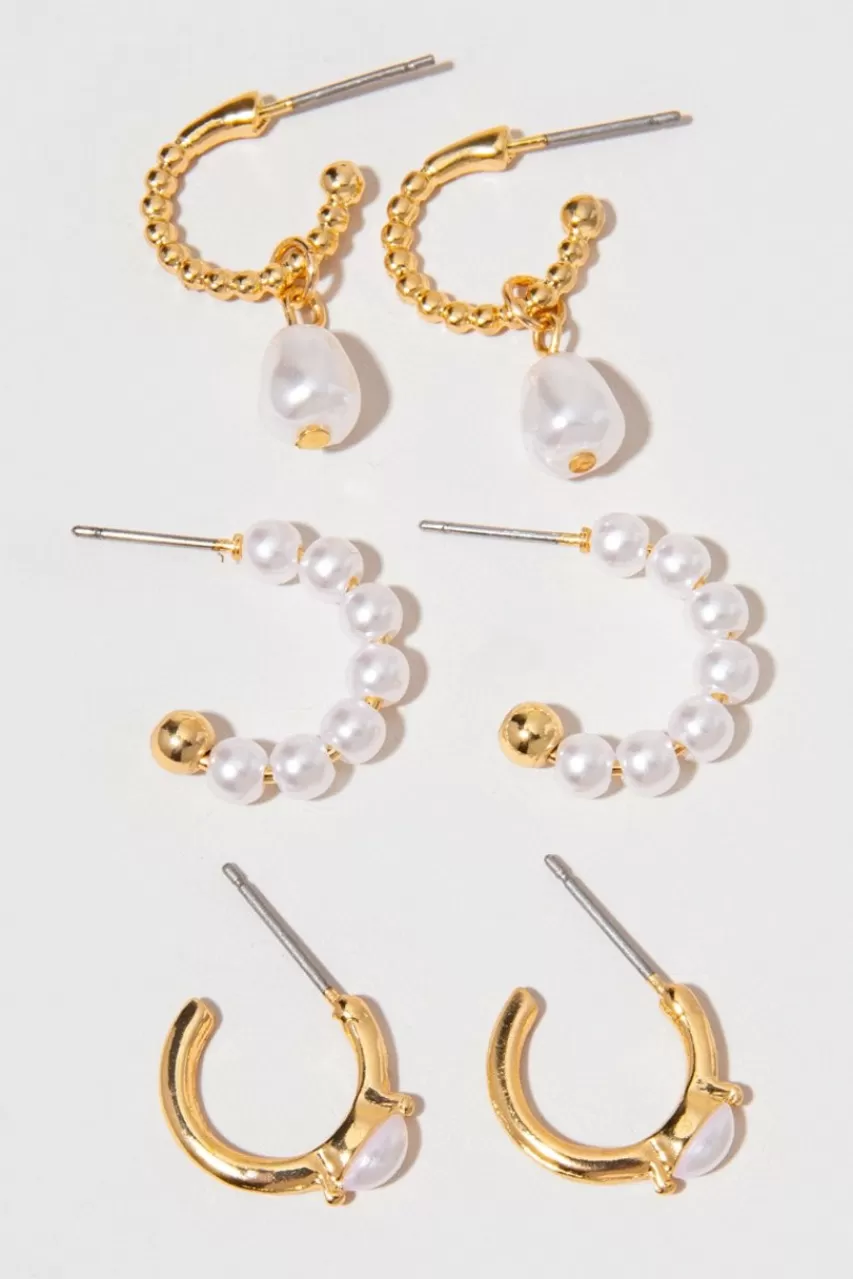 Francesca's Floretta Pearl Charm Earrings Set