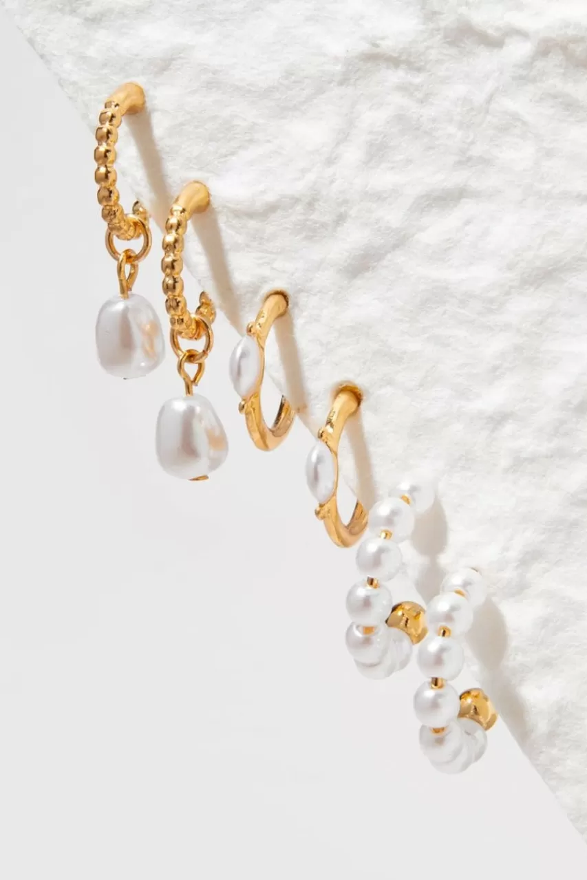 Francesca's Floretta Pearl Charm Earrings Set