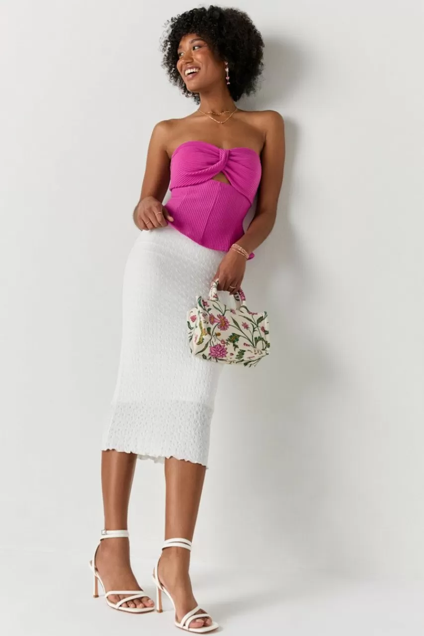 Francesca's Florine Knit Mid Length Skirt